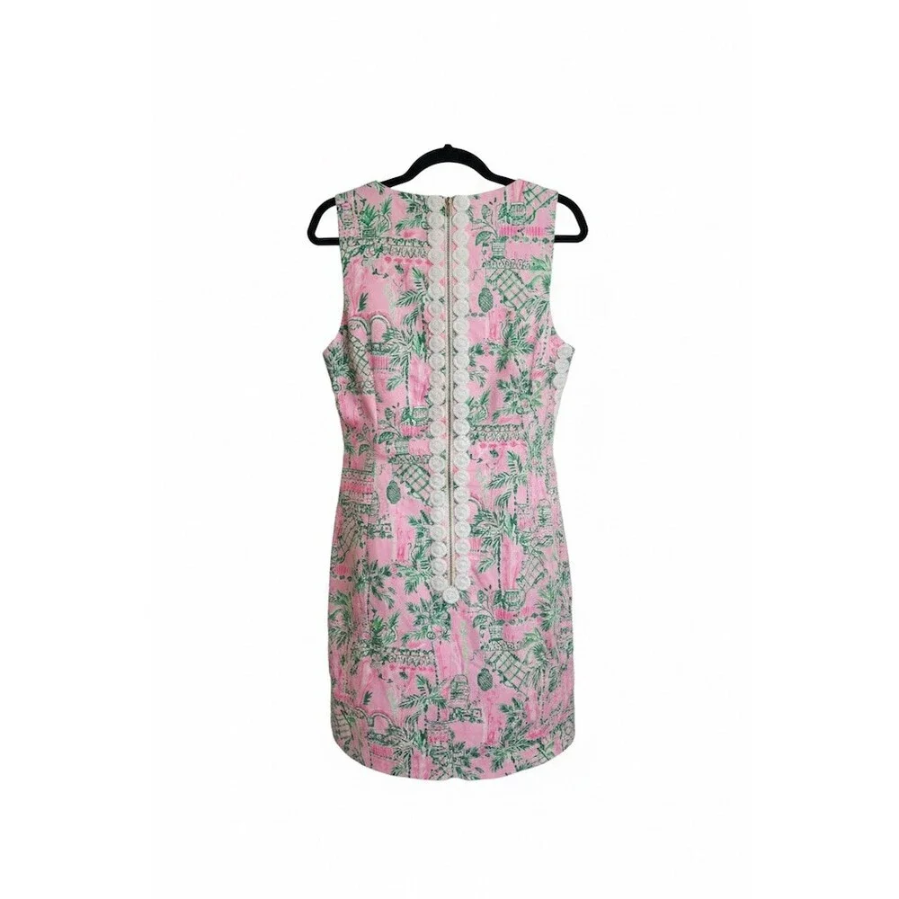 Lilly Pulitzer Mila Shift Dress Womens L Pink Green Tropical Sleeveless​ - Picture 5 of 9